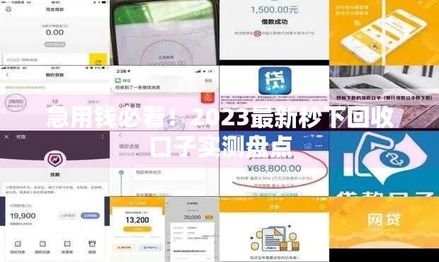 急用钱必看！2023最新秒下回收口子实测盘点