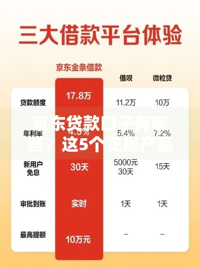 京东贷款口子有哪些？这5个正规产品值得试试！