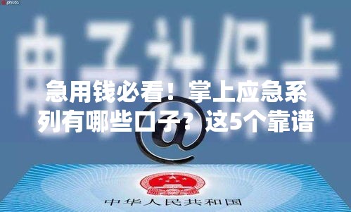 急用钱必看！掌上应急系列有哪些口子？这5个靠谱平台别错过