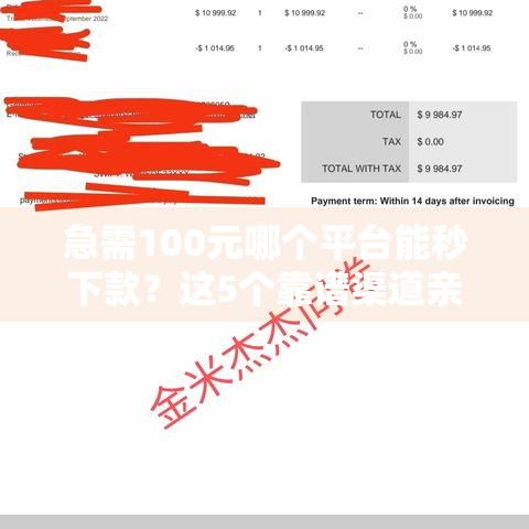 急需100元哪个平台能秒下款？这5个靠谱渠道亲测有效！