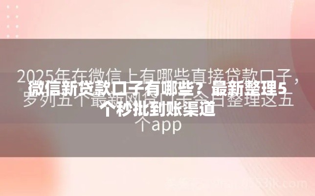 微信新贷款口子有哪些？最新整理5个秒批到账渠道