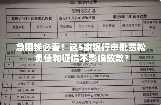 急用钱必看！这5家银行审批宽松 负债和征信不影响放款？