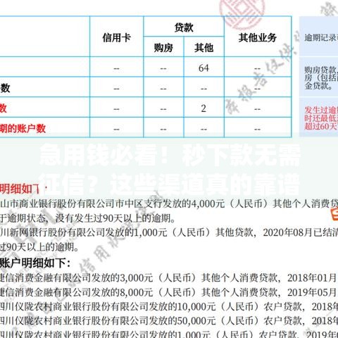 急用钱必看！秒下款无需征信？这些渠道真的靠谱吗？避坑指南速查