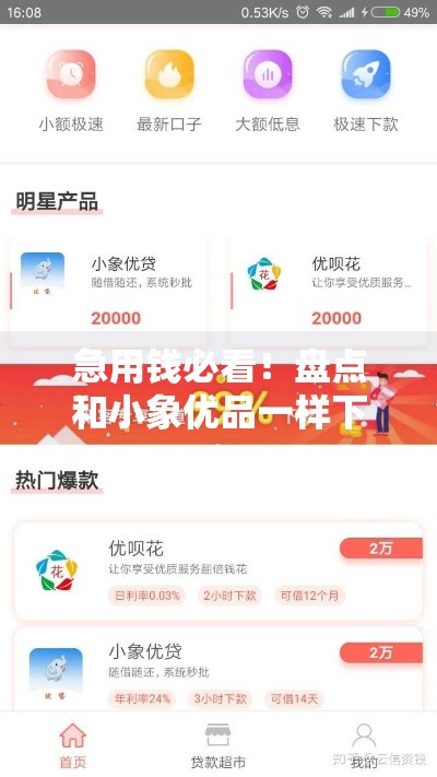 急用钱必看！盘点和小象优品一样下款快的网贷平台
