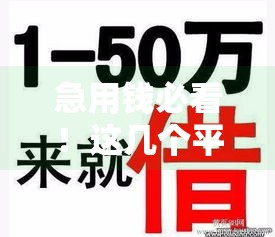 急用钱必看！这几个平台黑户也能下款？实测经验分享