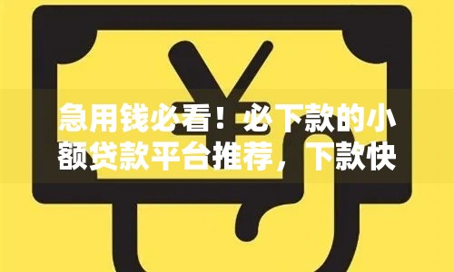 急用钱必看！必下款的小额贷款平台推荐，下款快又靠谱