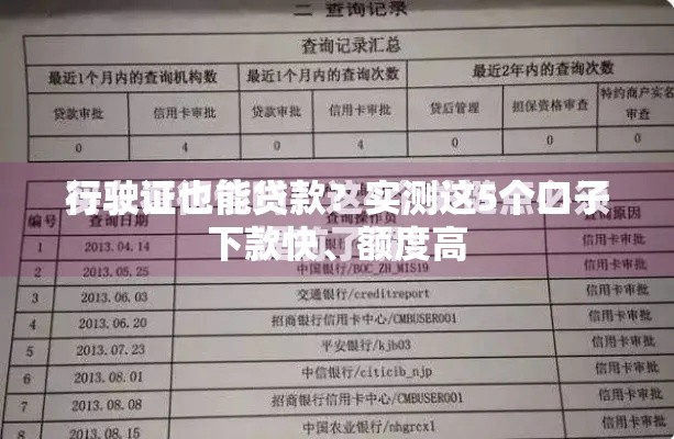 行驶证也能贷款？实测这5个口子下款快、额度高