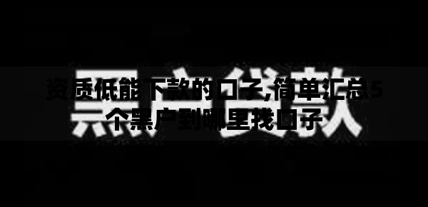 资质低能下款的口子,简单汇总5个黑户到哪里找口子