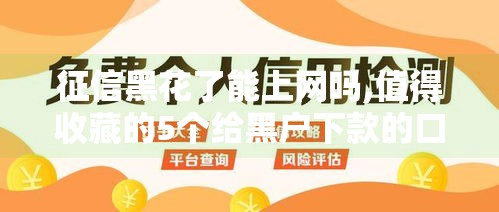 征信黑花了能上网吗,值得收藏的5个给黑户下款的口子