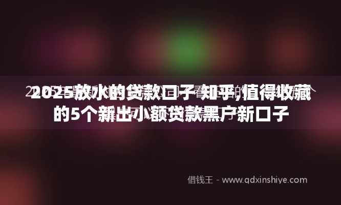 2025放水的贷款口子 知乎,值得收藏的5个新出小额贷款黑户新口子