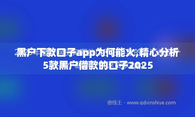 黑户下款口子app为何能火,精心分析5款黑户借款的口子2025