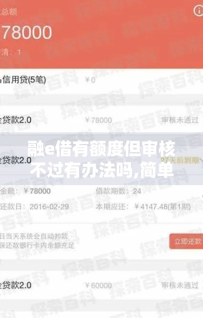 融e借有额度但审核不过有办法吗,简单汇总5个网贷借钱口子黑户也能下