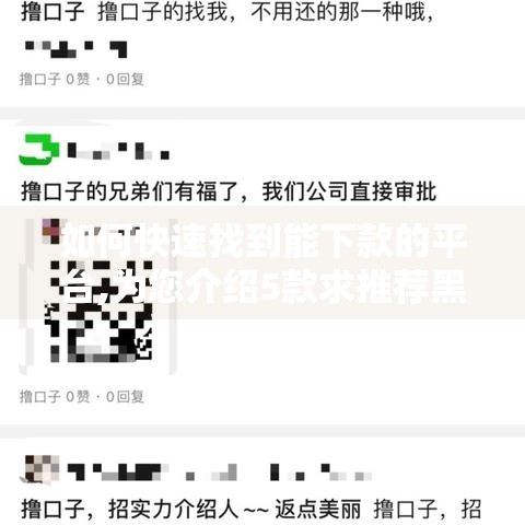 如何快速找到能下款的平台,为您介绍5款求推荐黑户能下的口子