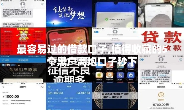 最容易过的借款口子,值得收藏的5个黑户高炮口子秒下