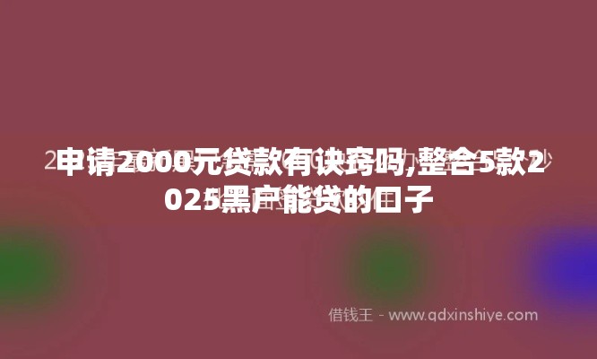 申请2000元贷款有诀窍吗,整合5款2025黑户能贷的口子