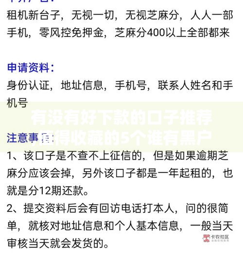 有没有好下款的口子推荐,值得收藏的5个谁有黑户能下款的口子