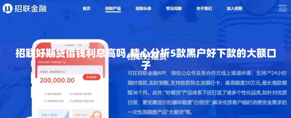 招联好期贷借钱利息高吗,精心分析5款黑户好下款的大额口子
