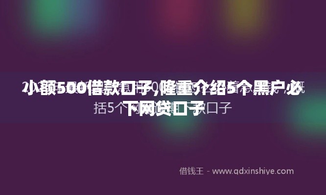 小额500借款口子,隆重介绍5个黑户必下网贷口子